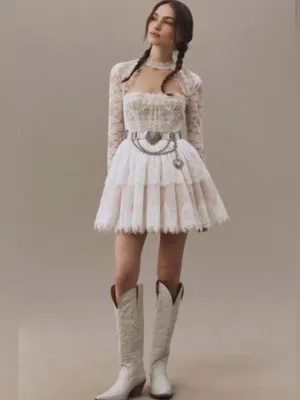 Bronx & Banco Daphne White Lace Mini Dress S NEW thumbnail 3