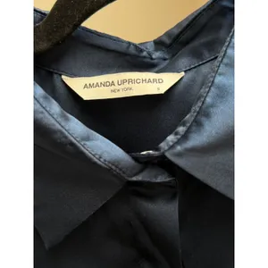 Amanda Uprichard Silk Shirt Dress Navy Blue Button Front Minimalist Women Small thumbnail 9