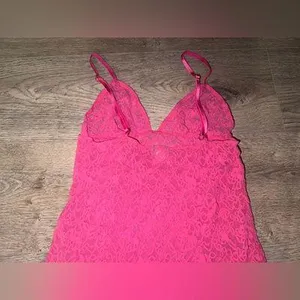 Victoria’s Secret RARE Y2K HOT PINK LACE Mini Lingerie Dress Large thumbnail 9