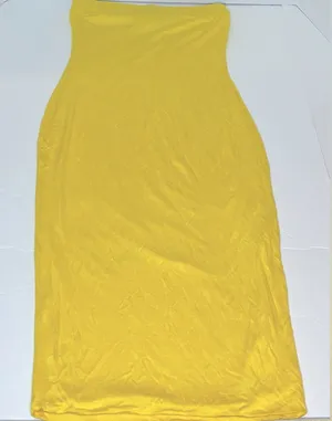 MOA Collection Butter Yellow Slim Fit Bodycon Elastic Tube Midi Dress Small NEW thumbnail 1