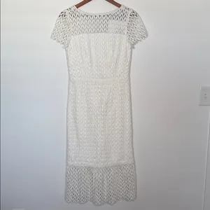 Kay Unger Tatum White Lace Illusion Sheath Midi Dress Size 4 NWT thumbnail 3