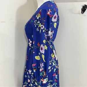 Anthropologie Maeve Purple Floral Long Sleeve Ruffle Hem Dress XS/S thumbnail 7