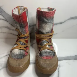 Roxy Women's Brown Suede Fleece Lined Red Blanket Plaid Aster Boots Sz 7 Cozy thumbnail 2