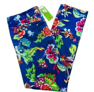 Island Republic Floral Blue Printed Stretch Jeans Size 14 NEW Bright Beach thumbnail 1