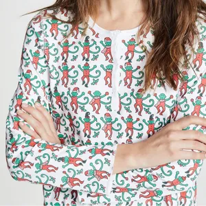 Roller Rabbit Monkey Mas Christmas Long Sleeves Pajama Top T-Shirt Size Small thumbnail 2