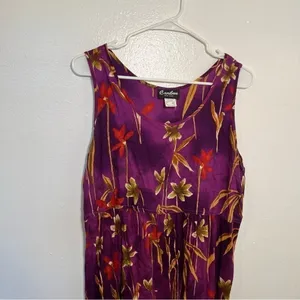 Vintage Caribou Women's Size Medium Sleeveless Dress Purple Tropical Floral 6203 thumbnail 4
