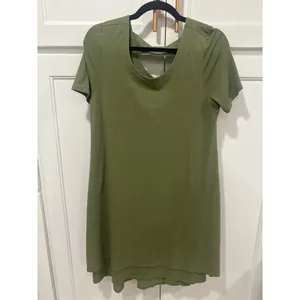Soft Surroundings Olive Green Pima Cotton Cutout Camille Dress Petite M boho thumbnail 2