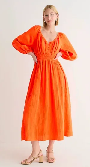 J.Crew V-Neck Midi Dress in Soft Gauze Size Medium thumbnail 1