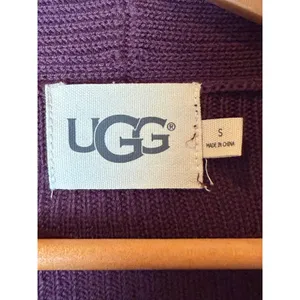 UGG Sweater Women Small Plum Purple‎ Wool Blend Ribbed Longline Duster Cardigan thumbnail 9