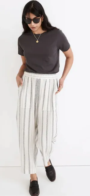 Madewell Lightspun Balloon Pull-On Pants Size Small White Black thumbnail 1