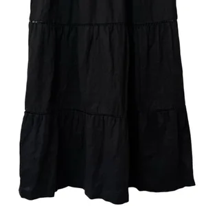 Saks Fifth Avenue 100% Linen Black Tiered Pull On Skirt Coastal Resort Travel XS thumbnail 4