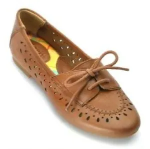 Born Women’s “Verna” Chestnut Brown Leather Perforated Loafer Flat Sz 6.5 thumbnail 1
