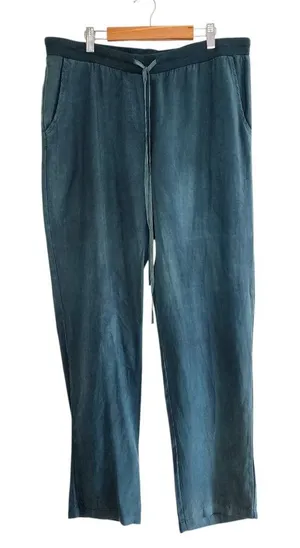 Mono B Pull-on Lightweight Pants Dark Teal Blue Tencel Cropped Size L thumbnail 1