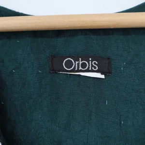 Orbis Emerald Green Beaded V-Neck Cocktail Dress Ruched Sleeveless Chiffon Knee thumbnail 2