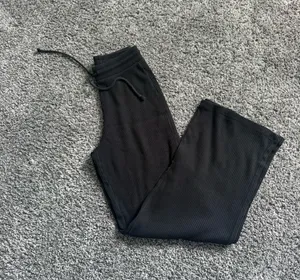 Zara Black Ribbed Wide-Leg Pants with Drawstring thumbnail 2