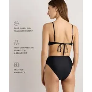 QUINCE Italian Knotted Triangle Bikini Top Black NWT Size Large L MINIMALIST thumbnail 2