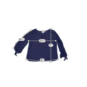 Maeve Pernille Navy Polka Dot Tie-Sleeve Blouse Women's XL Anthropologie thumbnail 5
