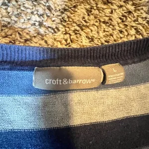 Croft & Barrow Womens Blue Striped Henley Cotton Knit Sweater Size‎ L RN 73277 thumbnail 2