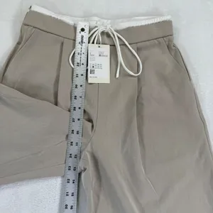 Halara Beige‎ Wide Leg Pleated Trousers High Waisted Drawstring Pants Small NEW thumbnail 6