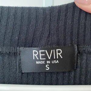 REVIR Ribbed Office Siren Clean Minimalist Deep Scoop Neck Midi Dress S Black thumbnail 4