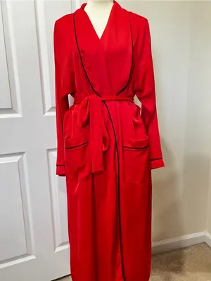 Fabletics Eco-satin Robe Strawberry Red With Black Trim With Pockets Size Medium thumbnail 9