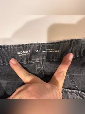Old Navy Drapey Denim High Rise Baggy Wide Leg Jeans Black Size 14 thumbnail 9