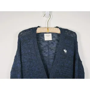 Vintage Y2K Abercrombie & Fitch V-neck Cardigan Womens XS/S Blue Moose Preppy thumbnail 4