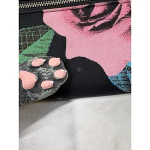 Vera Bradley Leather Floral Canvas Trifold Wallet Black Butterfly Polka‎ Dot thumbnail 4