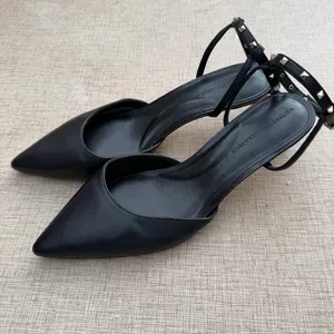 White House Black Market Studded Slingback‎ Heels Black Size 9 Pointed Toe thumbnail 2