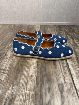 Maeve Denim Daisy Espadrille Mary Janes - Blue & White Size 8-9 thumbnail 6