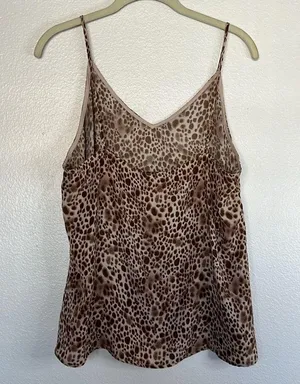 EUC A New Day Animal Print Beige Brown Camisole Tank Top sz L thumbnail 3