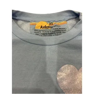 Aviator Nation Glitter Heart Relaxed Crewneck Sweatshirt Blue Size XS New thumbnail 5