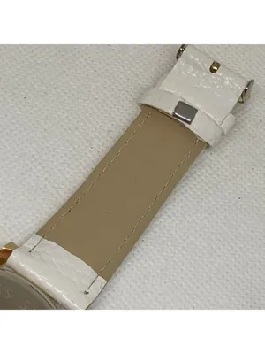 Gold tone women’s watch snowflake dial 40mm quartz analog white leather running thumbnail 7