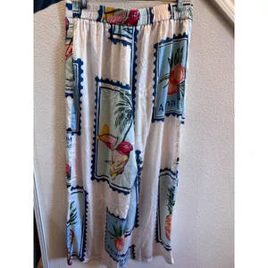 Ador‎ Seamless Tropical Stamp Print Wide Leg Elastic Waist Trousers Large NWT thumbnail 4