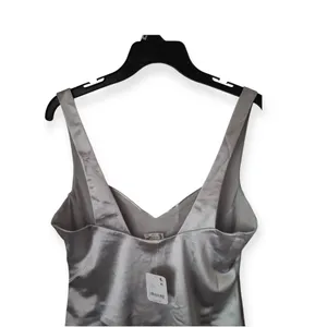Free People Satin Sweetheart Bodysuit Dusk To Dawn Silver thumbnail 4