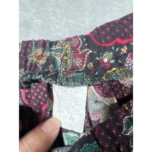 Vintage Paisley Pleated Midi Skirt Green Red Black Size 15/16 Large Boho Western thumbnail 5