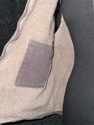 Vintage Carhartt Taupe Gray Sherpa Lined Vest Mock Neck WV001 032 Women’s Large thumbnail 6