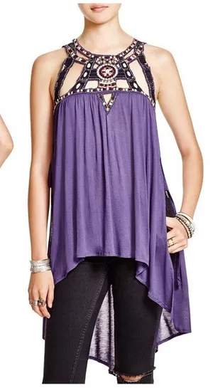 Free People purple vision quest embellished top thumbnail 1