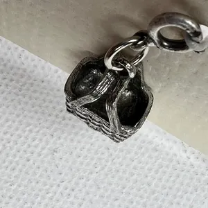 Longaberger Basket Large Market Basket Charm Antiqued Silver Tone NEW thumbnail 4