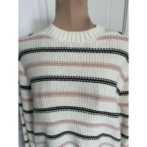 Madewell $98 Cotton Crewneck Sweater Dark Loden Stripe NT643 Size M thumbnail 6