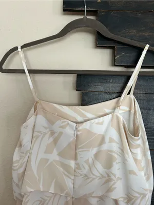 Amanda Uprichard Sienna Tiered Crepe Slip Mini Dress Desert Palm Cream Leaf thumbnail 5