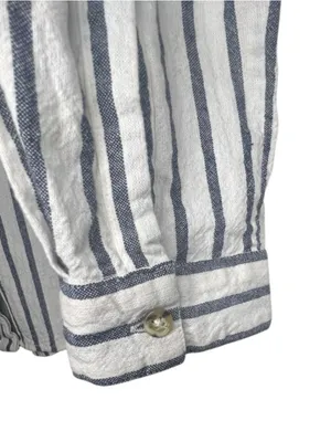 Urban Outfitters Blue And White Striped Long Sleeve Button Down Shirt W/ Pocket thumbnail 4