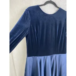 Vintage 90s Scott‎ McClintock Navy Velvet Gown Open Back Formal Dress 12 thumbnail 7