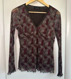 Axcess Y2K Long Sleeve Sheer Top. Size: Medium. thumbnail 1