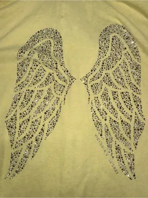 VTG Victoria's Secret Supermodel Essentials Bling Angel Wings Sweat Set Yellow L thumbnail 6