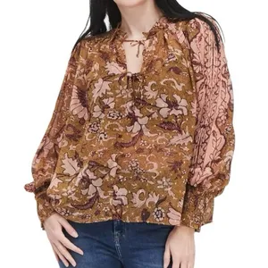 O.P.T. One Pretty Thing x Anthropologie Floral Smocked Balloon Sleeves Top thumbnail 3