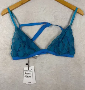Suzy Black NYC Patina Blue Lace Strappy Back Bralette‎ FW21B348 Large New thumbnail 1