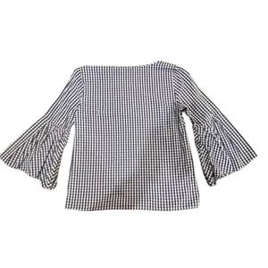 Jane & Delancey‎ Blue Gingham Blouse XS Cotton Bell Sleeve Scoop Neck thumbnail 5