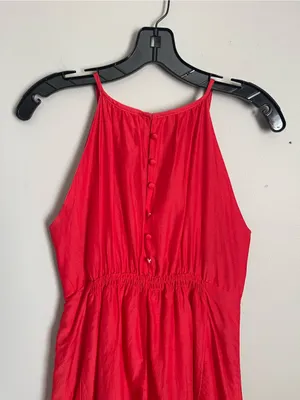 ESLEY Red Silk Blend Sleeveless Mini Dress Sz M thumbnail 5