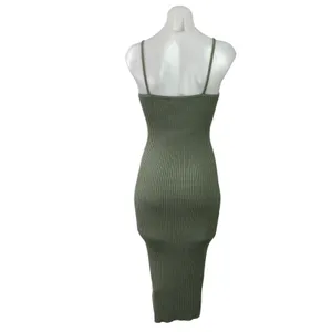 Princess Polly Olive Green Sleeveless Ribbed Knit Camisole Midi Bodycon Dress S thumbnail 3
